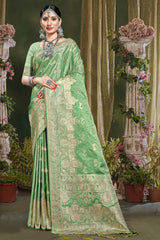 Green Banarasi Silk Woven Saree