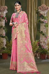 Pink Banarasi Silk Woven Saree