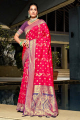 Pink Banarasi Silk Woven Saree