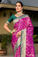 Purple Banarasi Silk Woven Saree