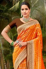 Yellow Banarasi Silk Woven Saree