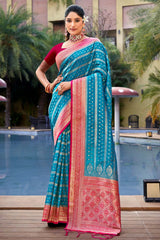 Teal Banarasi Silk Woven Saree