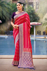 Pink Banarasi Silk Woven Saree