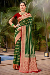 Green Banarasi Silk Woven Saree