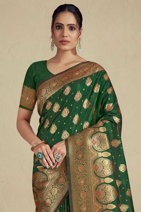 Green Silk Woven Saree