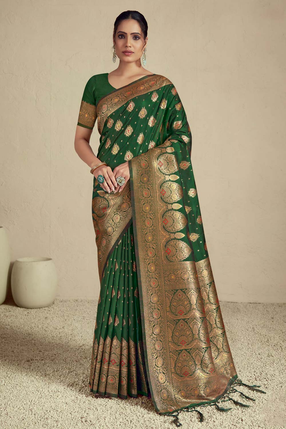 Green Silk Woven Saree