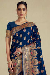 Blue Silk Woven Saree