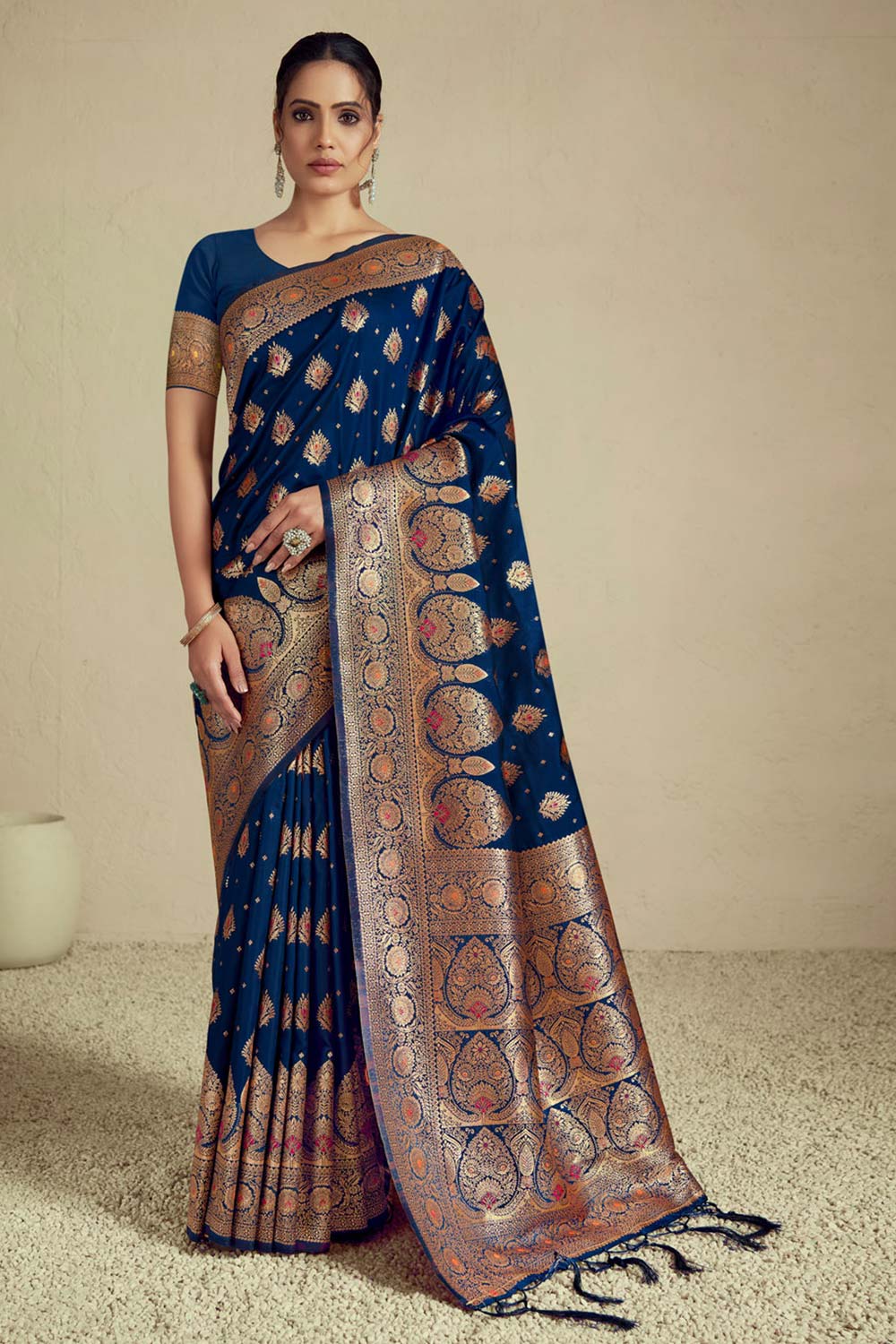 Blue Silk Woven Saree