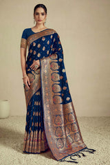 Blue Silk Woven Saree