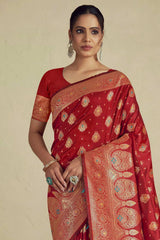 Red Silk Woven Saree