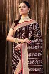 Brown Stain Silk Woven Saree