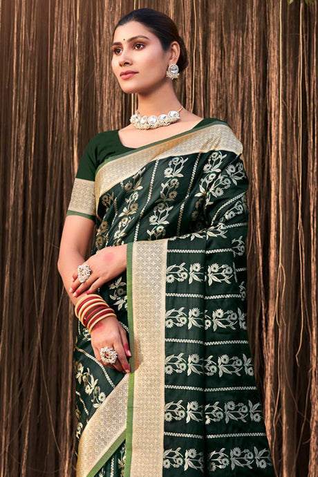 Green Stain Silk Woven Saree