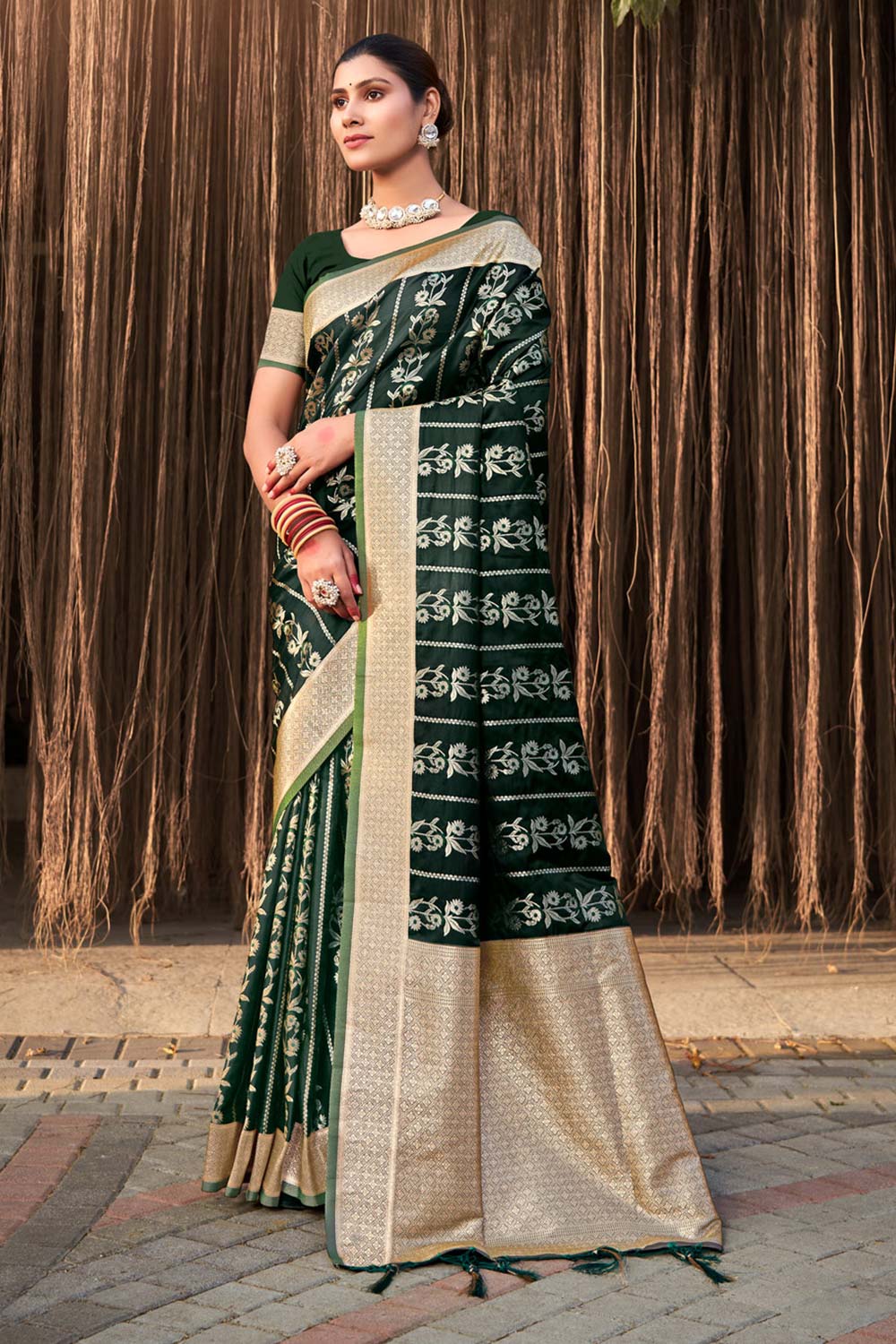 Green Stain Silk Woven Saree