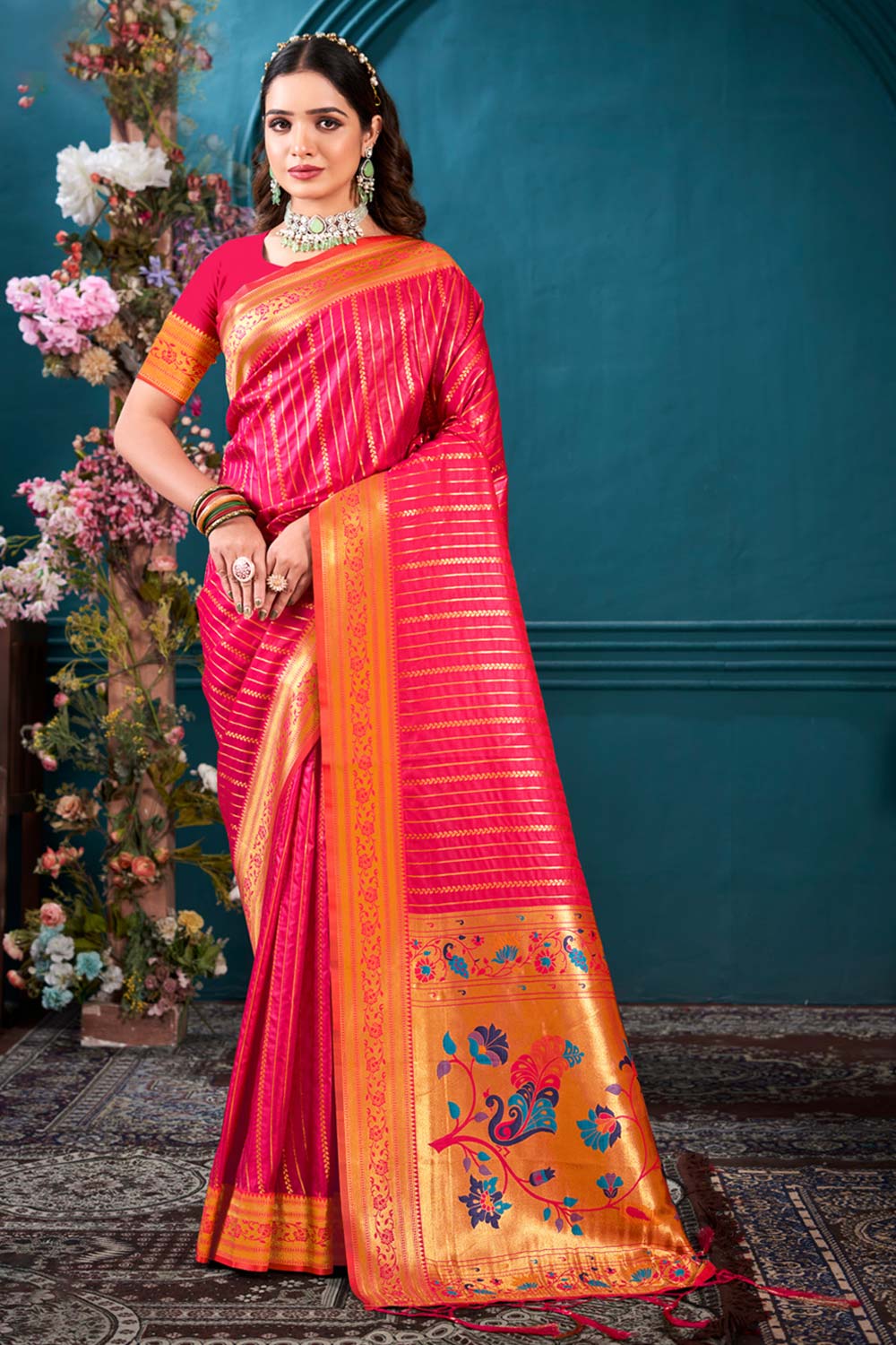 Pink Paithani Silk Woven Saree