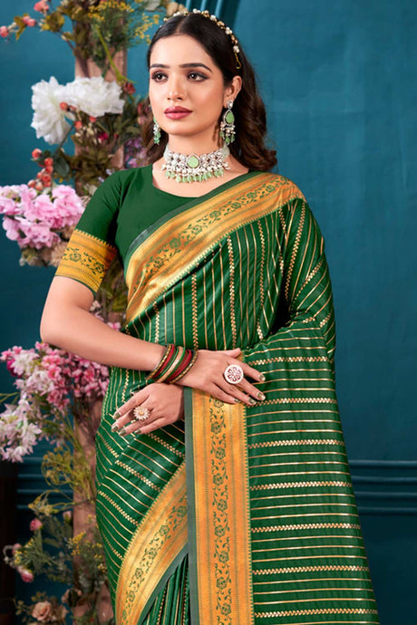 Green Paithani Silk Woven Saree