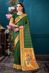 Green Paithani Silk Woven Saree