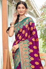 Purple Banarasi Silk Woven Saree