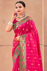 Pink Banarasi Silk Woven Saree