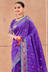 Violet Banarasi Silk Woven Saree