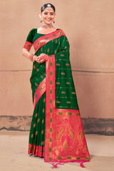 Green Banarasi Silk Woven Saree