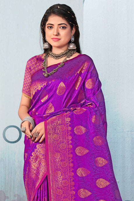 Purple Banarasi Silk Woven Saree