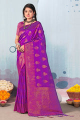 Purple Banarasi Silk Woven Saree