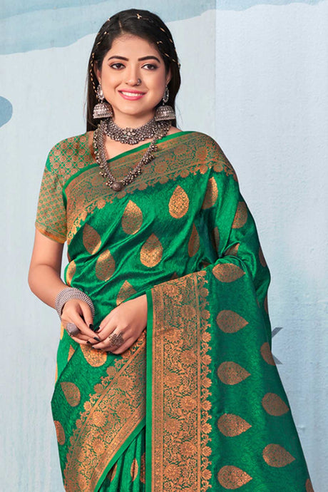 Green Banarasi Silk Woven Saree