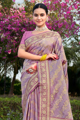 Lavender Stain Silk Woven Saree