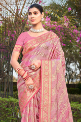 Pink Stain Silk Woven Saree