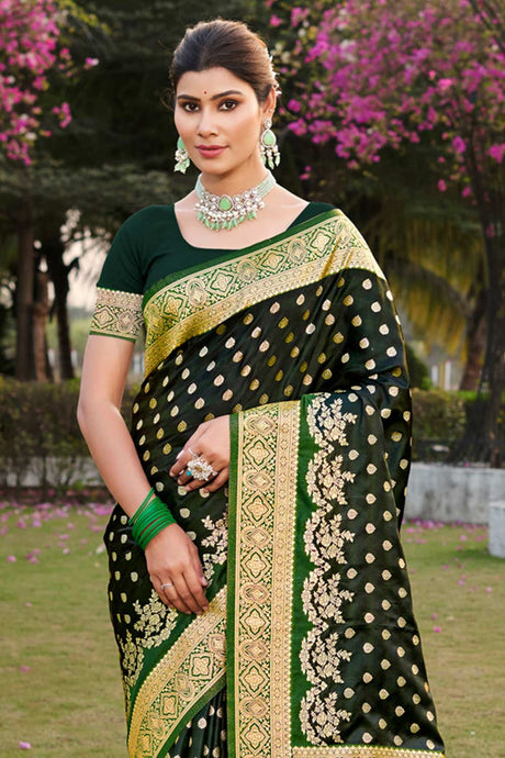 Green Stain Silk Woven Saree