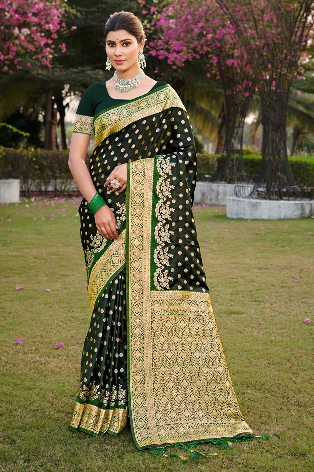 Green Stain Silk Woven Saree