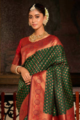 Green Banarasi Silk Woven Saree