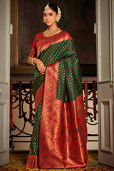 Green Banarasi Silk Woven Saree