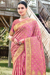 Pink Stain Silk Woven Saree