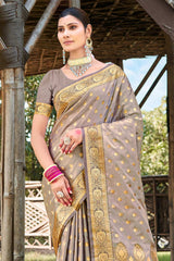 Grey Stain Silk Woven Saree