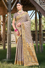 Grey Stain Silk Woven Saree