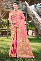 Pink Stain Silk Woven Saree