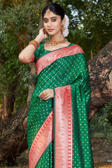 Green Banarasi Silk Woven Saree