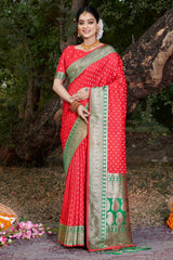 Red Banarasi Silk Woven Saree