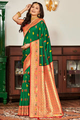 Green Banarasi Silk Woven Saree