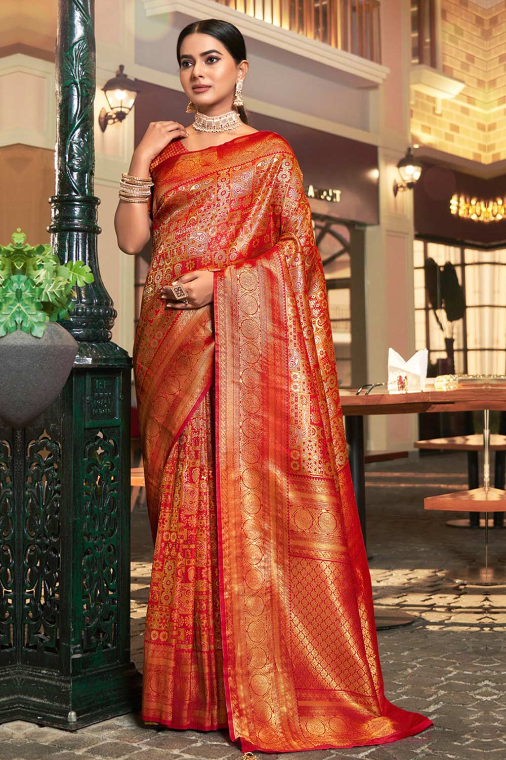 Red Kanjivaram Silk Woven Saree