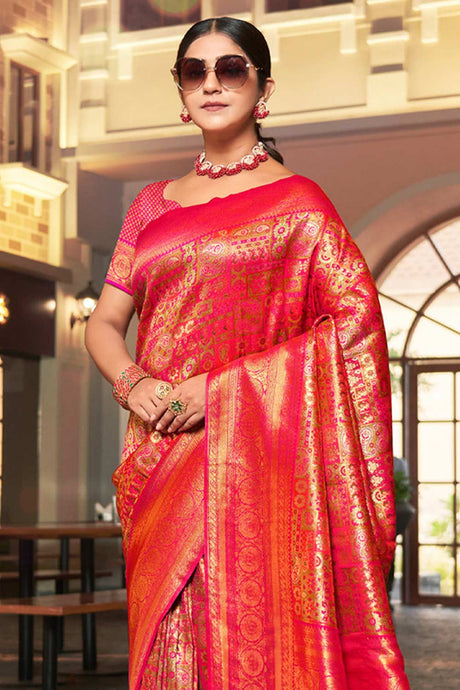 Red Kanjivaram Silk Woven Saree