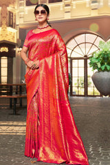 Red Kanjivaram Silk Woven Saree