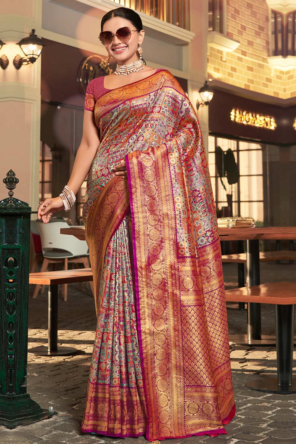 Purple Kanjivaram Silk Woven Saree