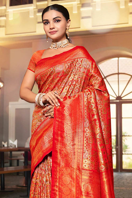 Red Kanjivaram Silk Woven Saree