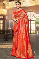 Red Kanjivaram Silk Woven Saree