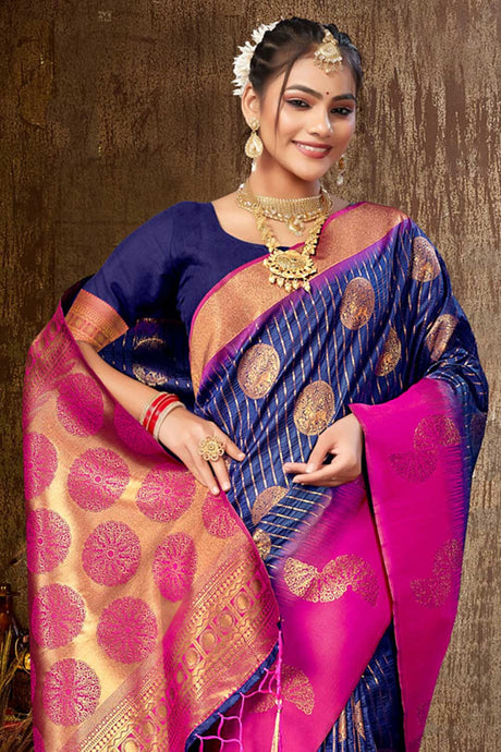 Violet Silk Woven Saree