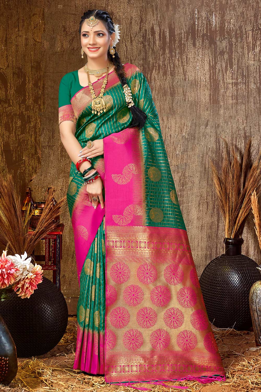 Green Silk Woven Saree