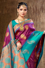 Purple Silk Woven Saree