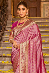 Purple Banarasi Silk Woven Saree